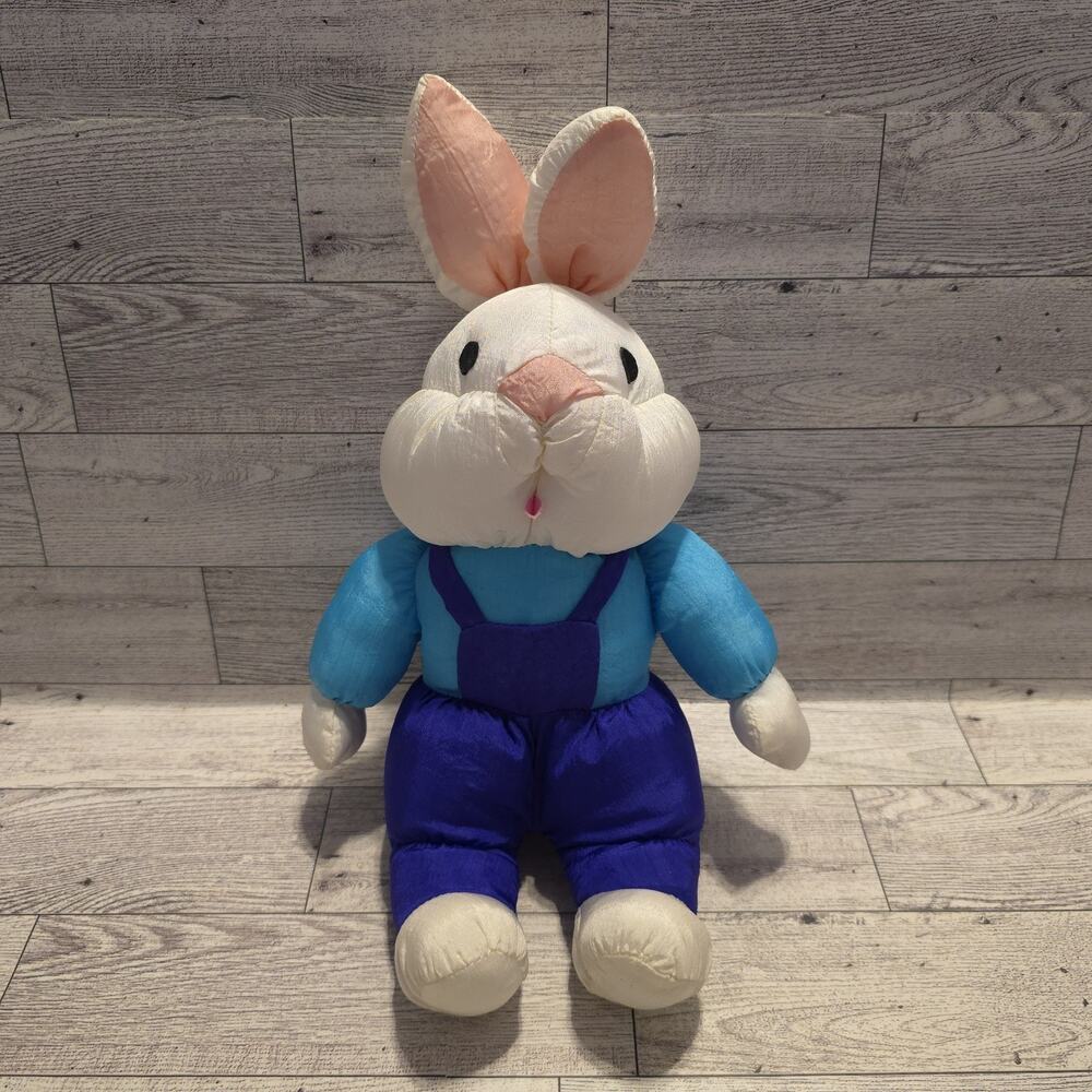 Easter Bunny Rabbit International Silver Co‎ Plush Nylon Purple Overalls 12”